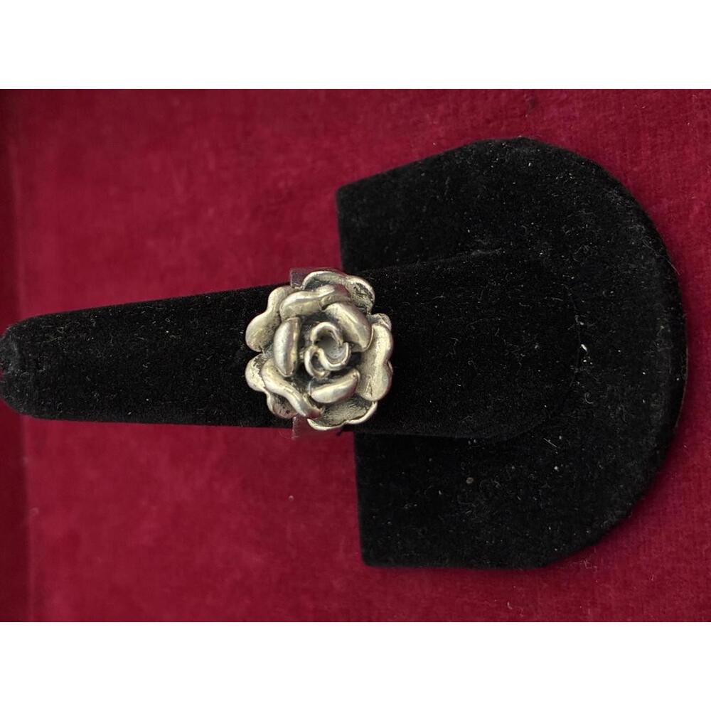 Vintage Sterling Silver 925 Chunky 3D Rose Flower Statement Ring, Size 8.5